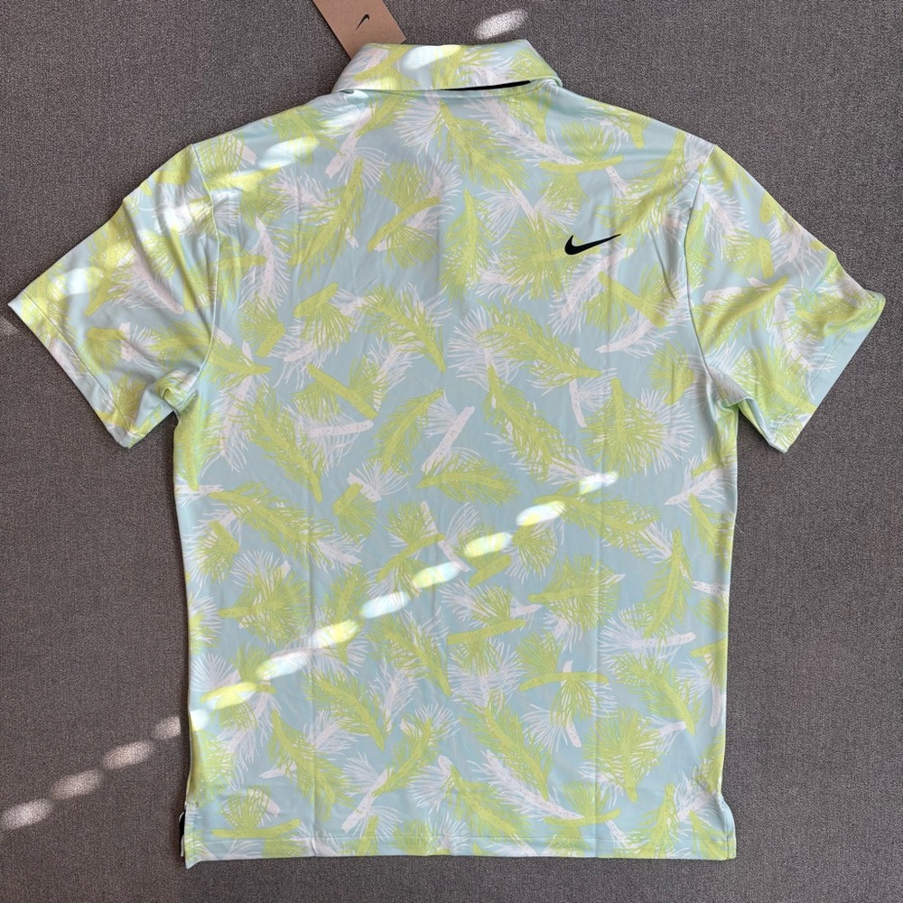 Nike Dri-Fit Tour Mens Size Medium Pine Print Lemon Twist Polo Shirt - Picture 3 of 5